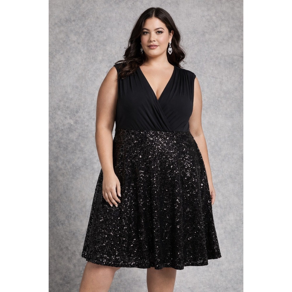 torrid Black Sequin Fit-and-Flare Dress